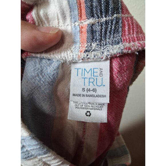 Time & Tru Linen Shorts Y2K Boho Summer Casual Stripes Multicolor Size Small - Picture 3 of 4